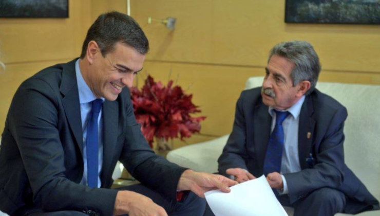 Pedro Sánchez y Miguel Ángel Revilla durante una reunión. Foto: Facebook. Revilla