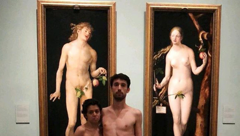 Imagen de la pareja desnuda en el Museo del Prado. Foto: Instagram
