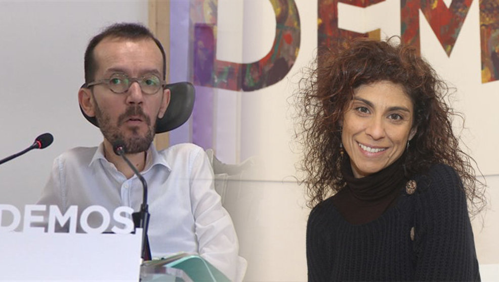 El secretario general de Podemos Estatal, Pablo Echenique, y la secretaria general de Podemos Cantabria, Rosana Alonso