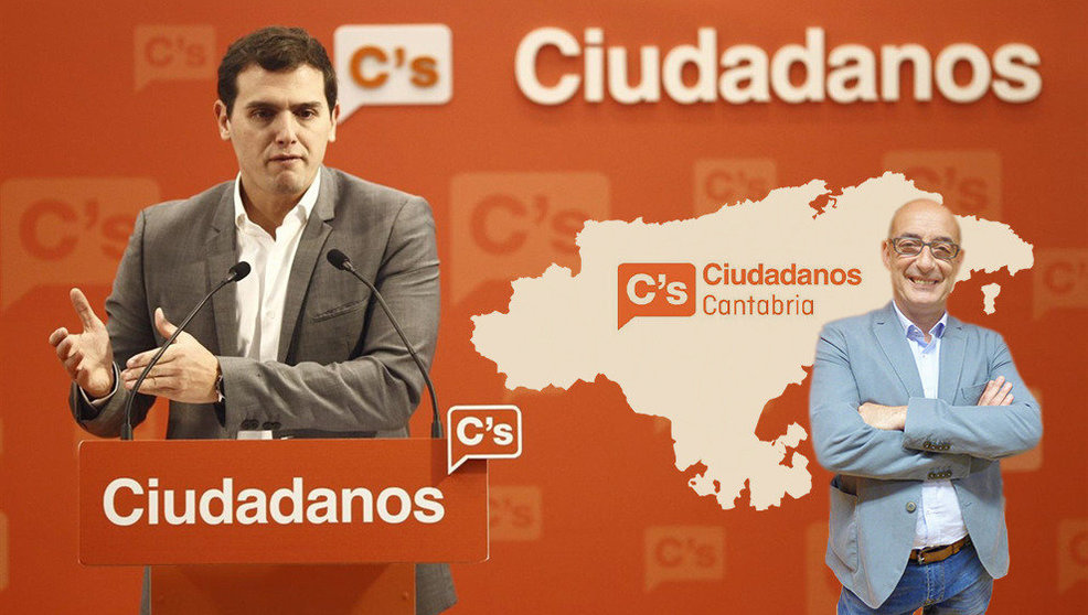 El expresidente de Cs, Albert Rivera, y el portavoz de la formación en Cantabria, Félix Álvarez