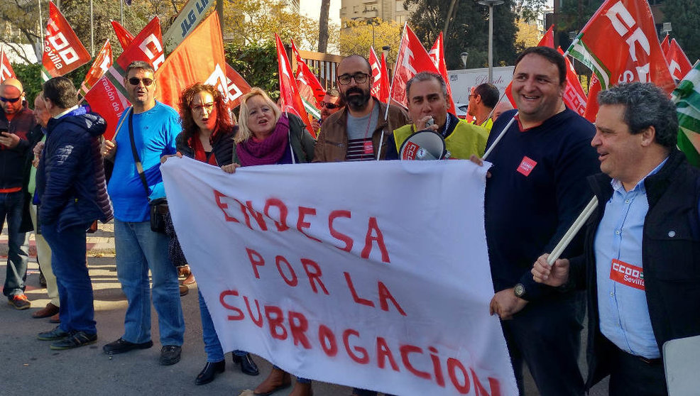 Trabajadores de Endesa, durante la manifestación