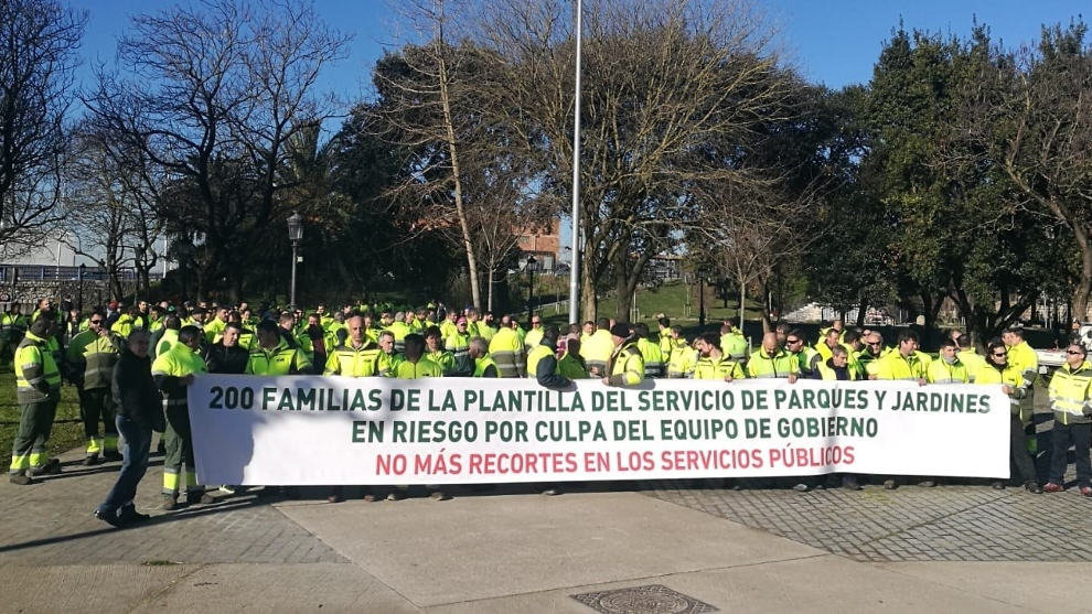 Movilización de los trabajadores de Parques y Jardines de Santander