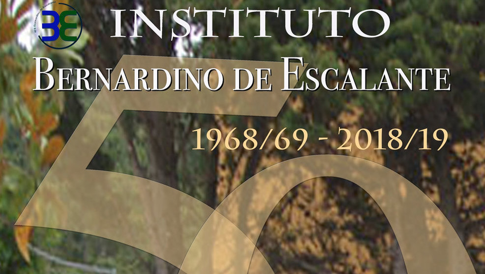 Detalle del cartel del 50 aniversario del IES Bernardino de Escalante
