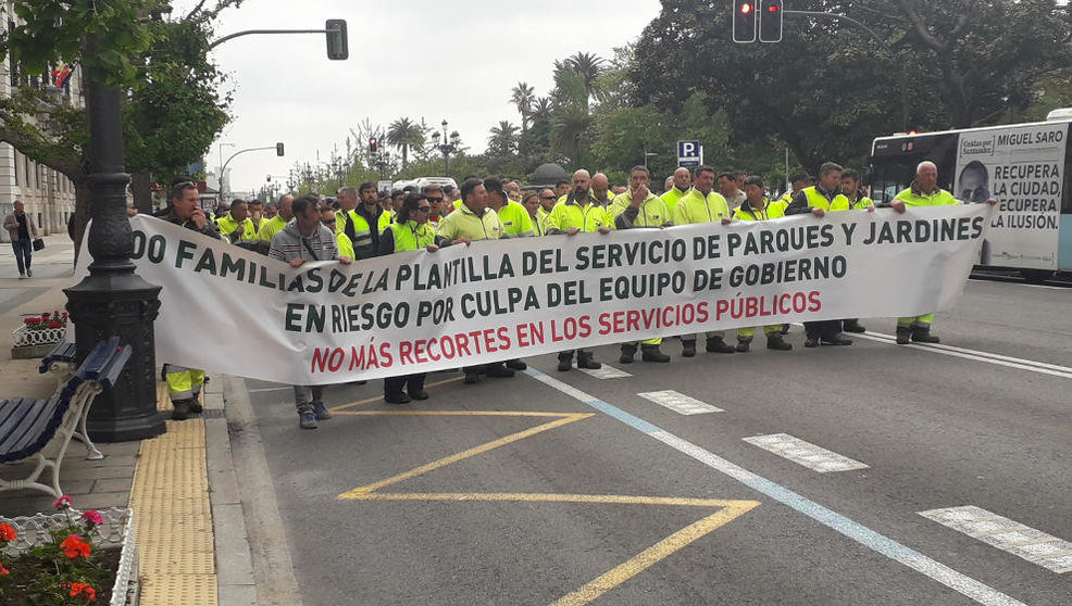 Manifestación de los trabajadores de Parques y Jardines de Santander