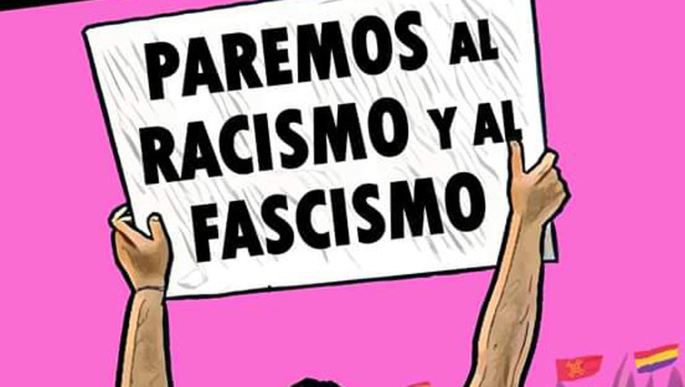 Detalle del cartel de la manifestación antifascista
