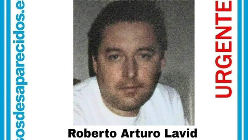 Cartel de SOS Desaparecidos sobre Roberto Arturo Lavid