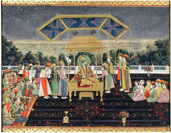 Nadir Shah en el trono del pavo real 