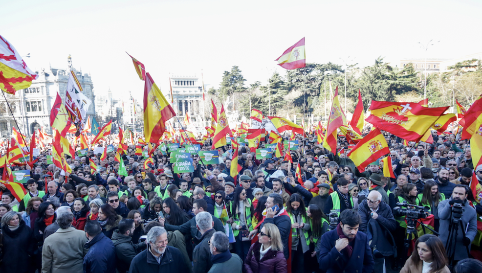 Concentración de Vox en Madrid en protesta del nuevo Gobierno