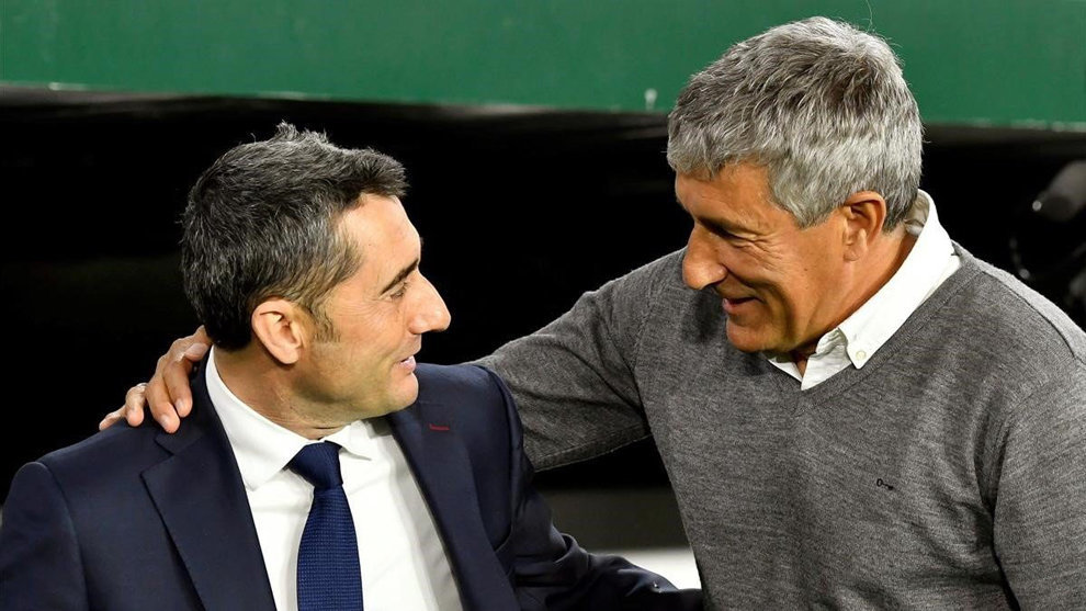 Ernesto Valverde y Quique Setién durante un partido | Foto: El Desmarque