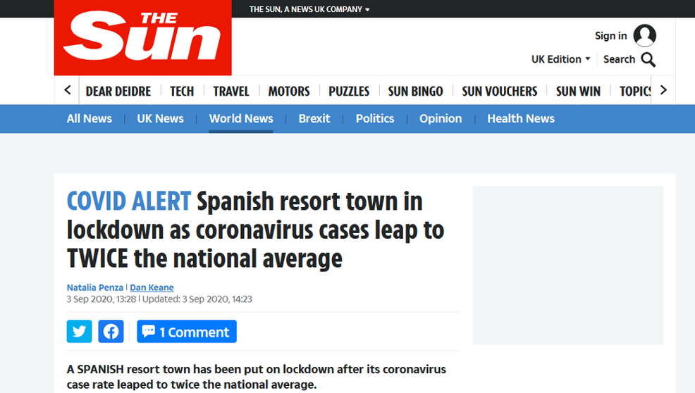 The Sun cubrió la noticia del confinamiento de Santoña