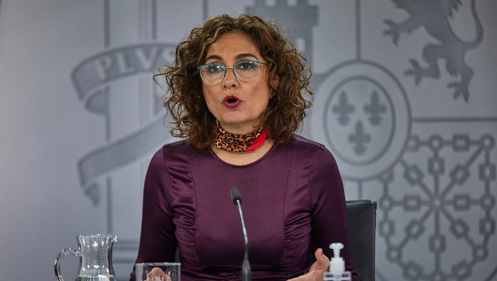 La ministra portavoz y de Hacienda, María Jesús Montero, durante una rueda de prensa