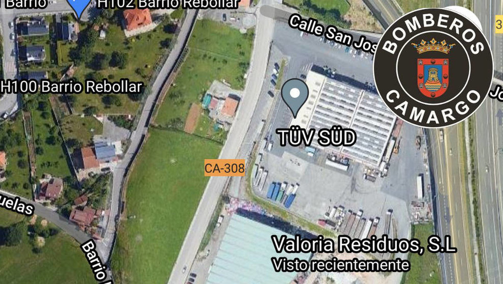 Mapa del lugar del accidente compartido por Bomberos de Camargo en sus redes sociales