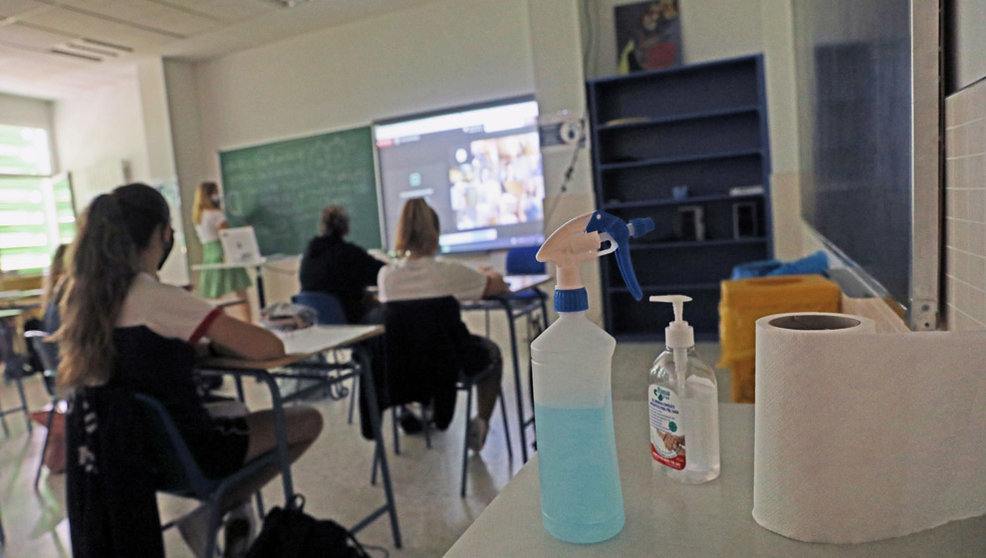 Aula de un colegio de la Comunidad de Madrid en tiempos de pandemia