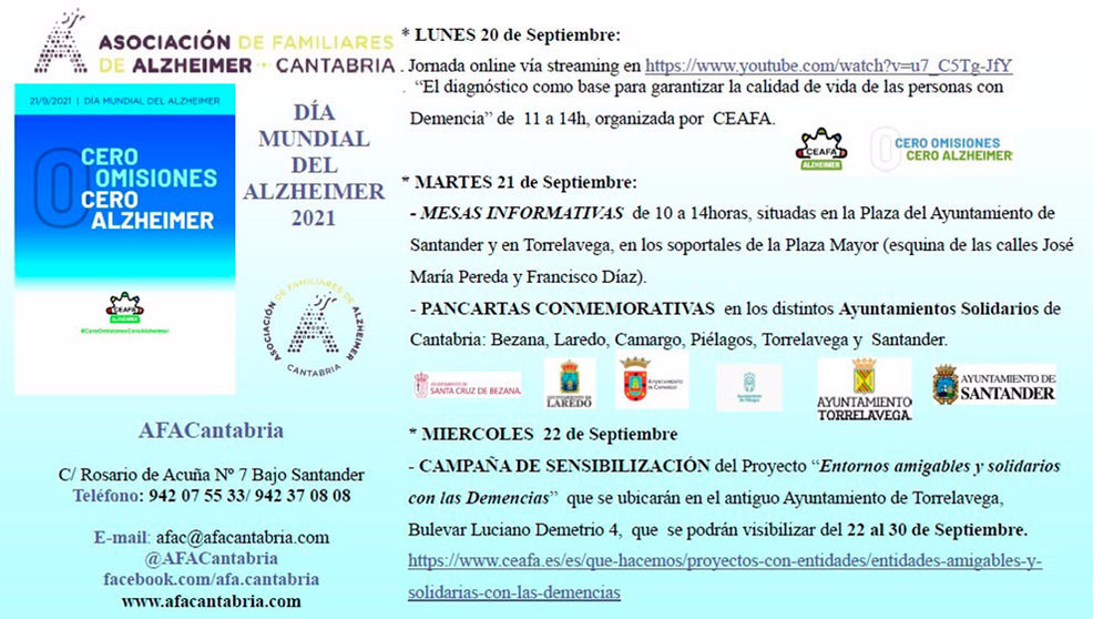 Cartel de las actividades por el Día Internacional del Alzheimer