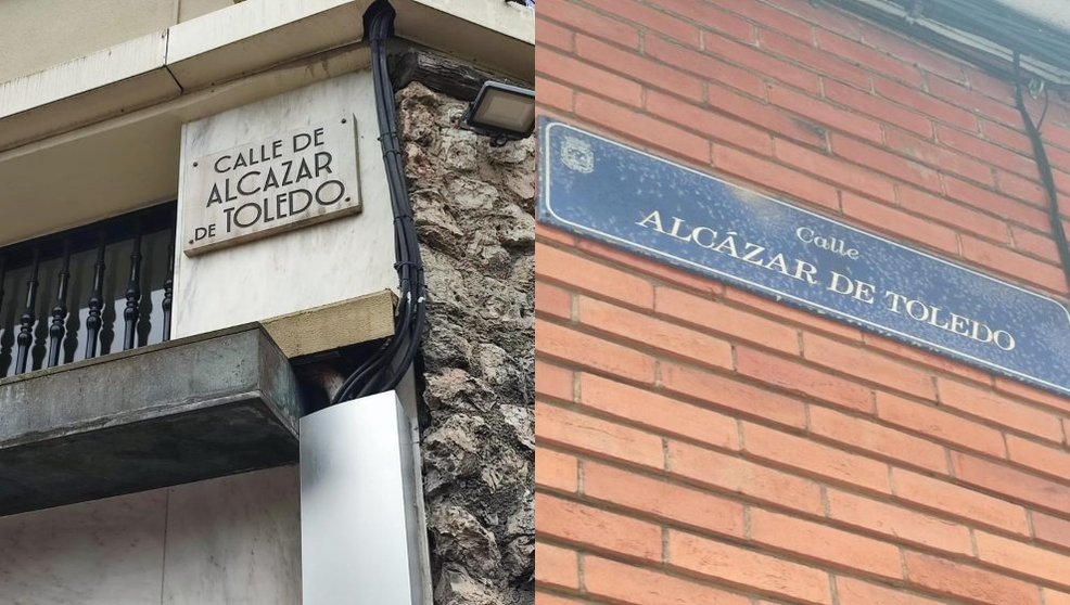 Placas de la calle Alcázar de Toledo que todavía pueden verse a pesar de haber cambiado de nombre