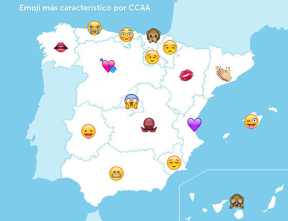 Cada comunidad autónoma de España se identifica con un emoticono