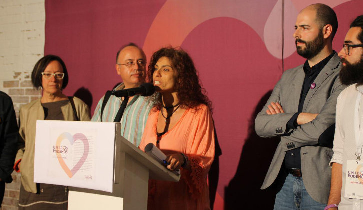 La diputada de Podemos, Rosana Alonso, durante su valoración del resultado electoral