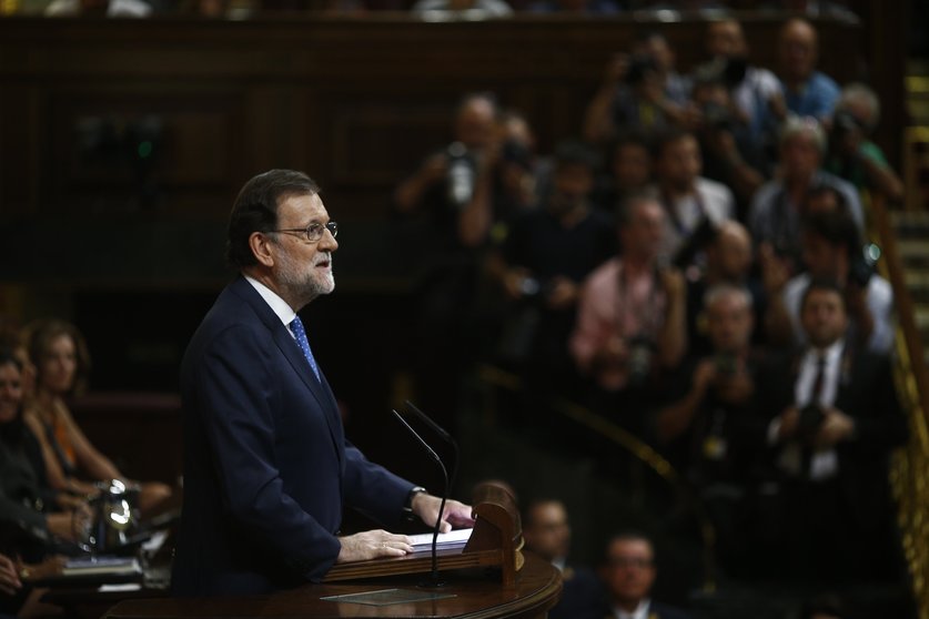 Rajoy durante un momento del debate