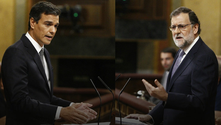 El secretario general del PSOE, Pedro Sánchez, y el candidato del PP a la investidura, Mariano Rajoy