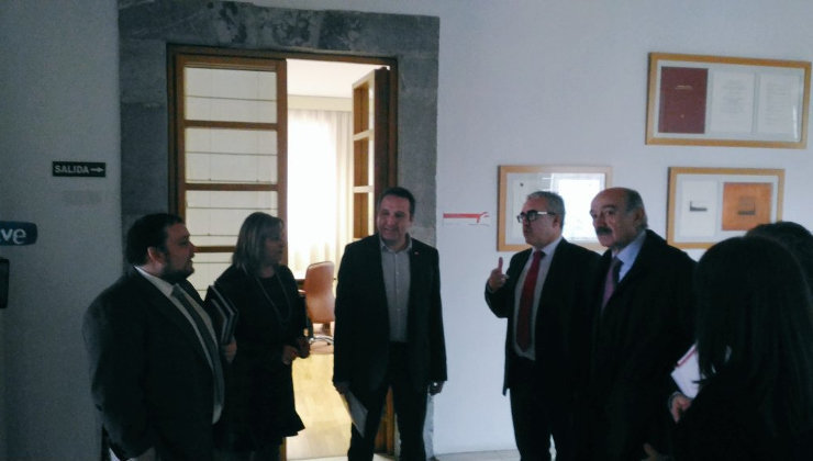 Gómez, Valdés, Carrancio, Hernando y Mazón, durante una de las reuniones de este lunes