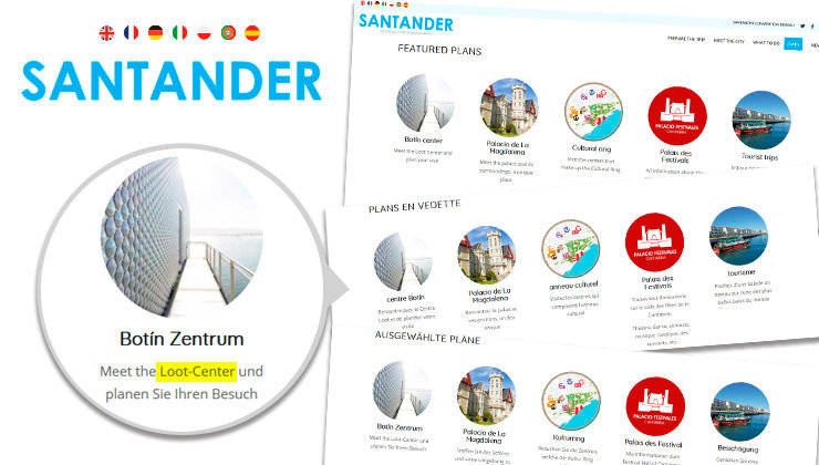 Algunas de las traducciones de la web de turismo del Ayuntamiento de Santander en las que Botín ha sido traducido por &#39;loot&#39;. Imagen: edc