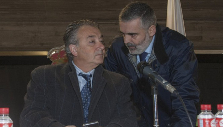 Ángel Lavín y Juan Antonio Berdejo durante la Junta General de Accionistas del Real Racing Club celebrada en diciembre de 2012