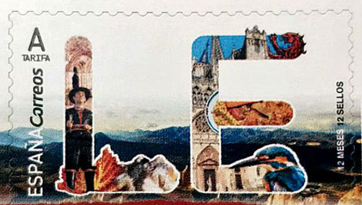 Detalle del sello dedicado a León con la Catedral de Burgos