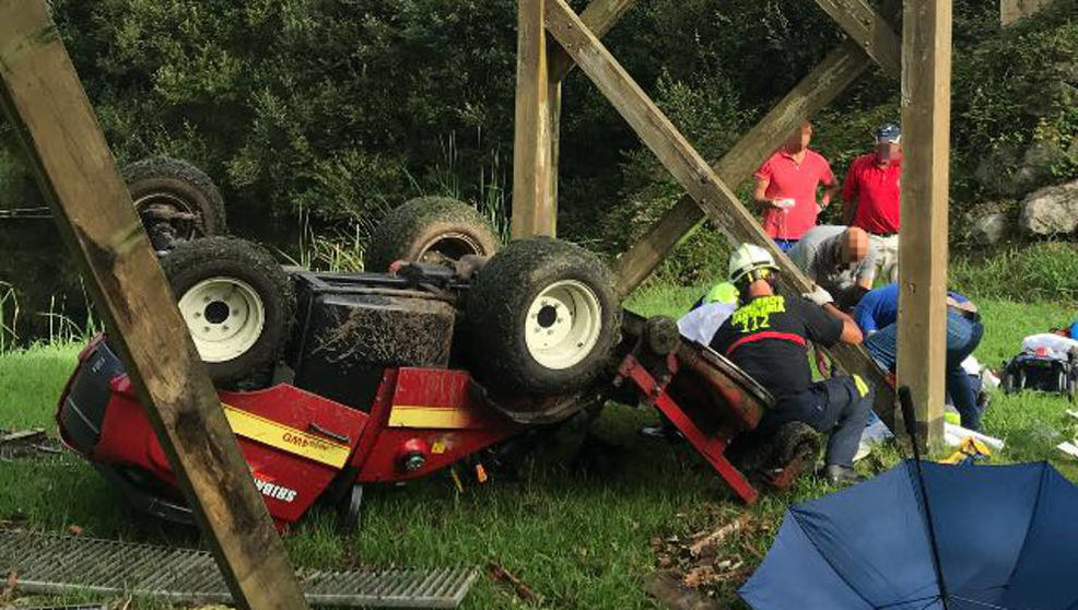 El hombre ha sufrido el accidente cuando manejaba un tractor. Foto: 112 Cantabria