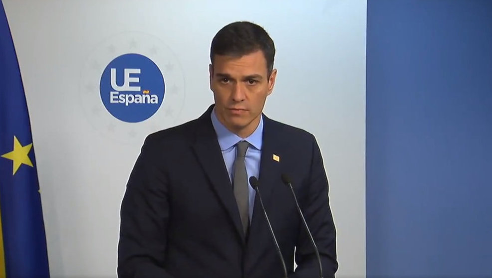 Pedro Sánchez en su comparecencia tras la reunión