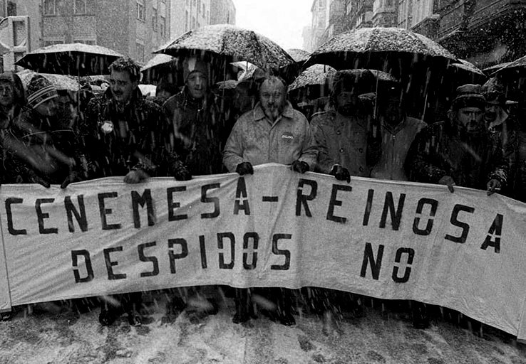 Manifestación contra los despidos en Cenemesa, llevada a cabo en Reinosa en la Primavera del 87 | Foto: Pablo Hojas
