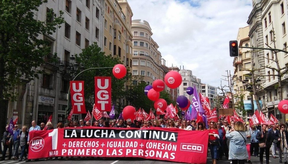 Imagen de archivo de una manifestación el 1 de mayo en Santander