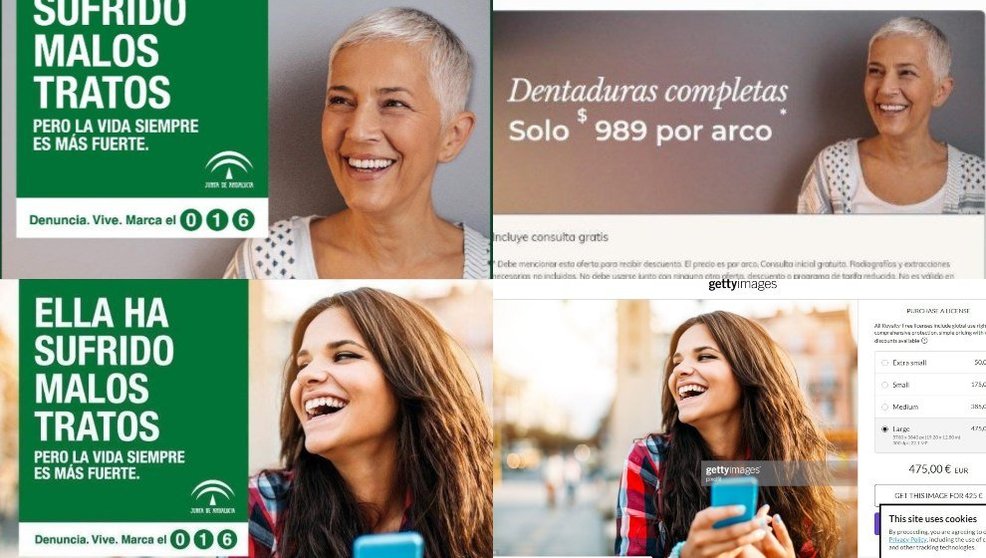 Imágenes de la campaña de la Junta de Andalucía y su inserción en otras campañas
