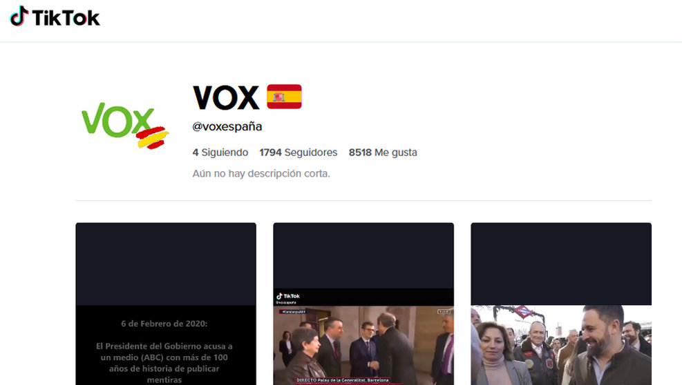 Página de Vox en Tik Tok