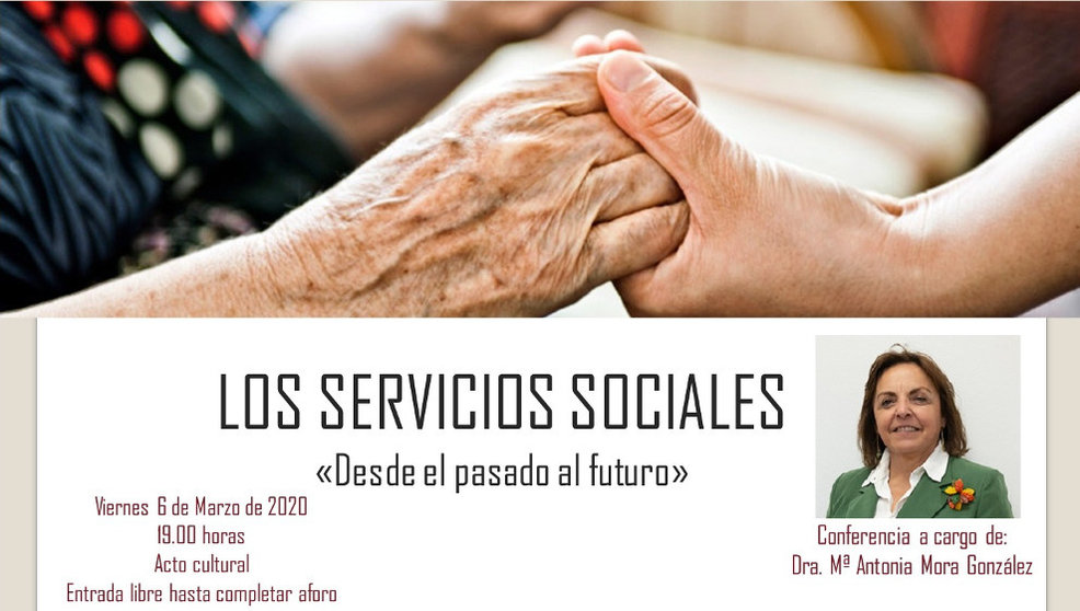 Cartel de la charla sobre servicios sociales en la Biblioteca &#39;Saiz Viadero&#39;