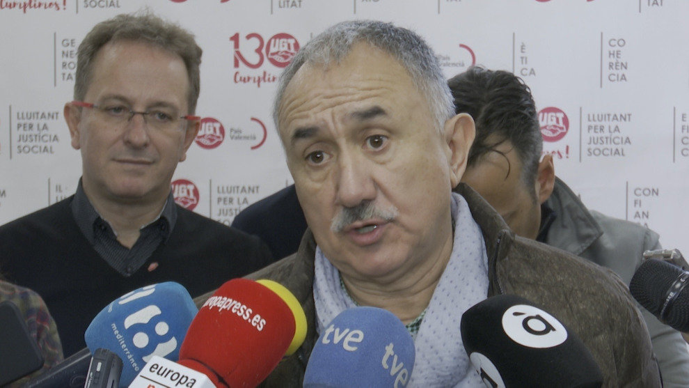 El secretario general de UGT, Pepe Álvarez en rueda de prensa