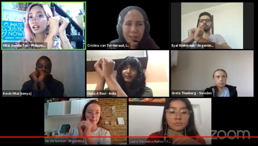 Greta Thunberg participa en una rueda de prensa virtual con otros Jóvenes por el Clima
