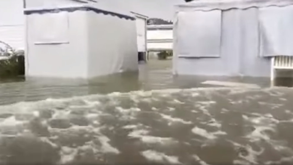 Captura del video que muestra las inundaciones en el Camping de Noja