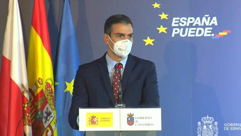 El presidente del Gobierno, Pedro Sánchez,  presenta el el Plan de Recuperación, Transformación y Resiliencia de la Economía Española, en Comillas (Cantabria)
