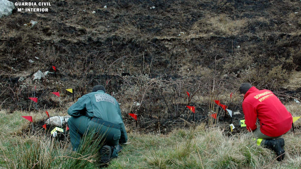 Investigación de un incendio forestal | Foto: Guardia Civil