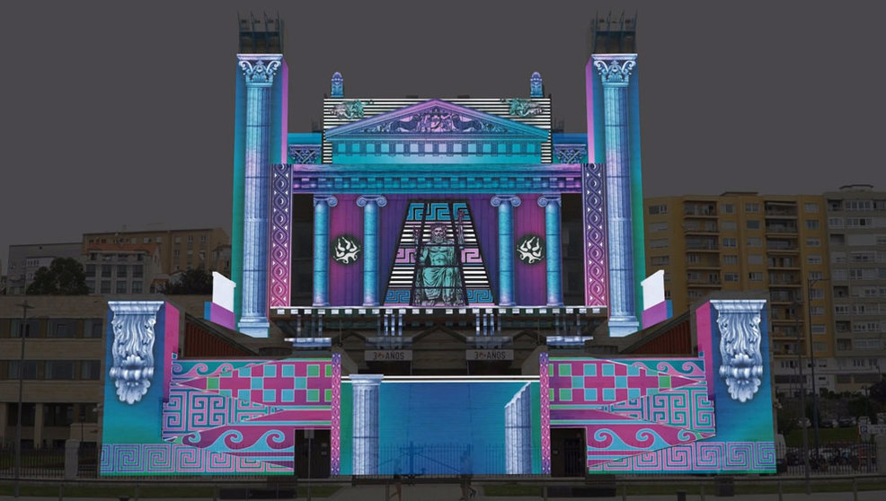 Imagen del vídeo mapping que se proyectará en el Palacio de Festivales para conmemorar el 30 aniversario de su inauguración