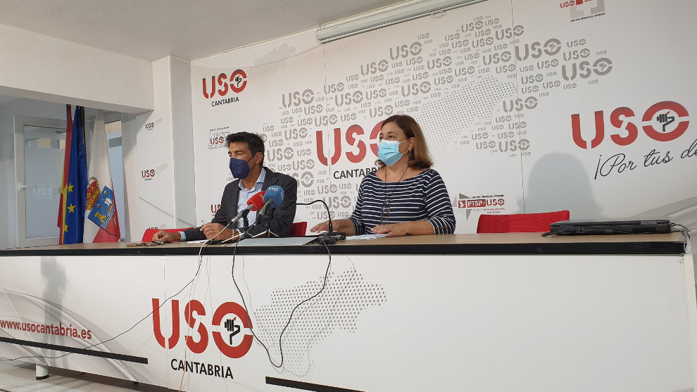 El secretario confederal de USO, Joaquín Pérez Da Silva, y la secretaria general USO Cantabria, Mercedes Martínez Zubimendi