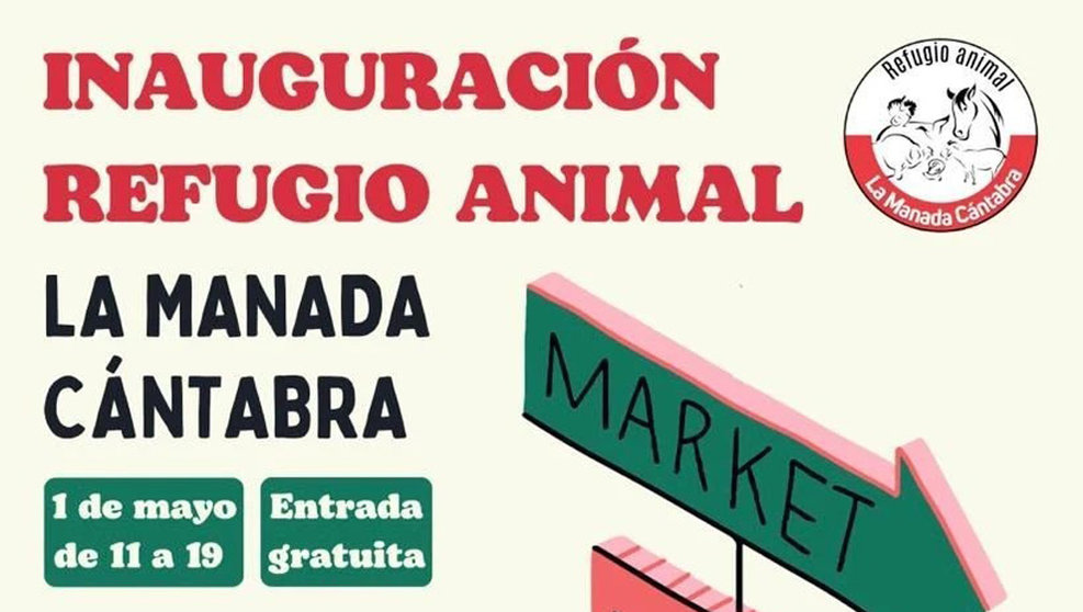Cartel de la inauguración del refugio animal La Manada Cántabra en Oruña de Piélagos