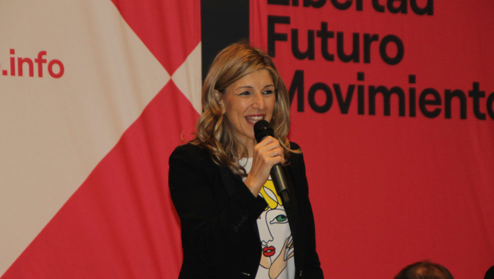Yolanda Díaz en su acto en Santander