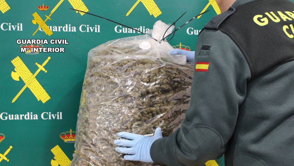 Bolsa con los 10 kilos de cogollos de marihuana intervenidos en la operación