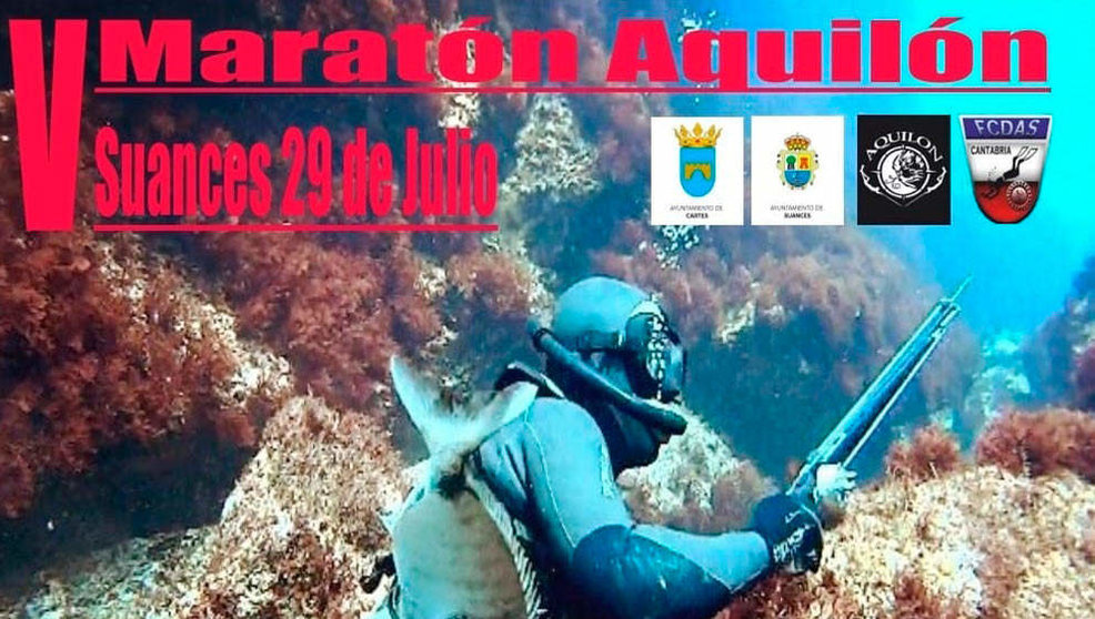 Detalle del cartel de la V Maratón de Pesca Submarina de Suances