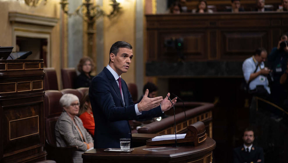El presidente del Gobierno en funciones y candidato a la reelección, Pedro Sánchez, en el debate de investidura