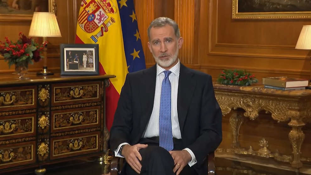 El Rey Felipe VI ofrece su tradicional discurso de Nochebuena desde Zarzuela, en Madrid 