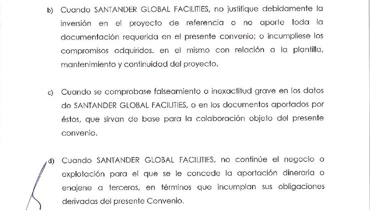 El convenio Sodercan-Santander contempla varios incumplimientos