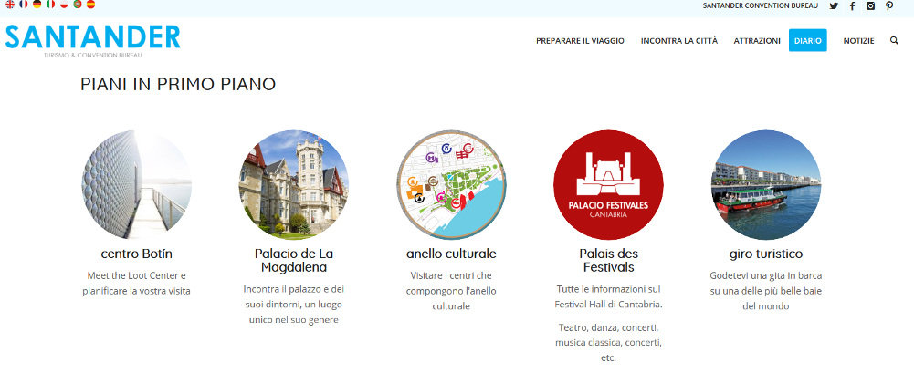 Traducción al italiano de la web de turismo del Ayuntamiento de Santander en la que Botín ha sido traducido por 'loot'