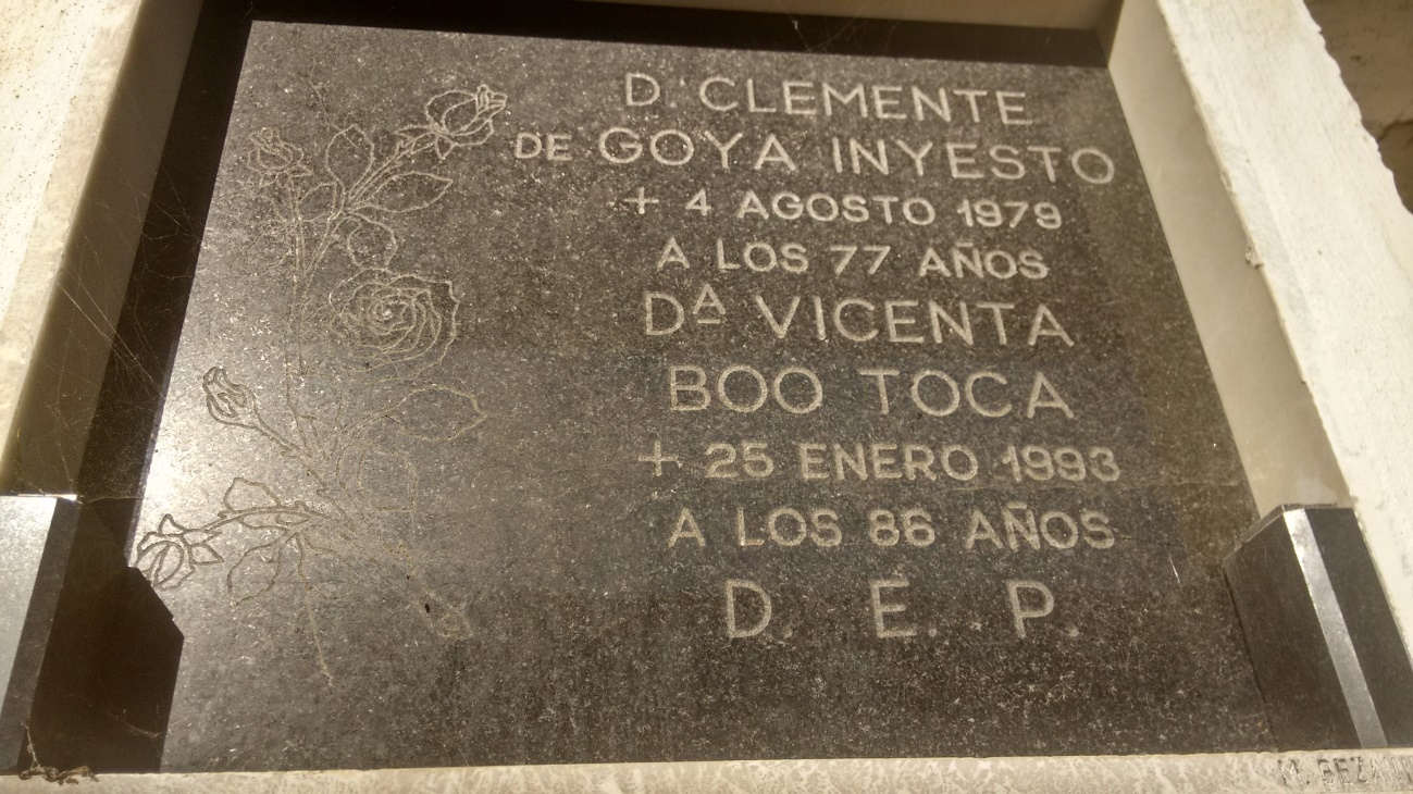 Lápida de Clemente de Goya Inyesto